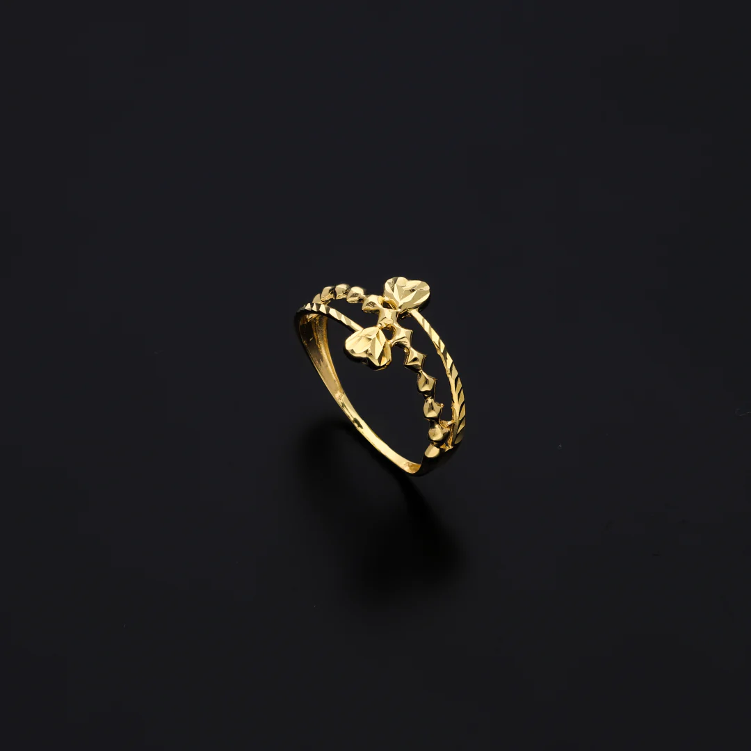 Gold Dual Heart Shaped Ring 18KT - FKJRN18KU6135 - Image 2