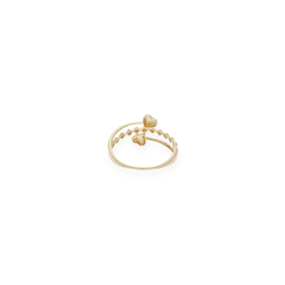 Gold Dual Heart Shaped Ring 18KT - FKJRN18KU6135 - Image 3