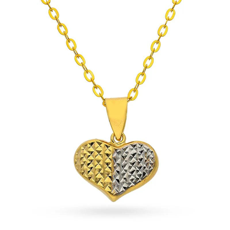 Gold Dual Tone Heart Pendant Set (Necklace, Earrings and Ring) 18KT - FKJNKLST18K2155 - Image 2