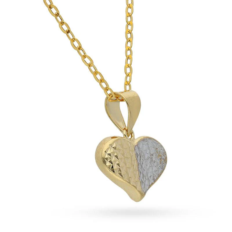 Gold Dual Tone Heart Pendant Set (Necklace, Earrings and Ring) 18KT - FKJNKLST18K2155 - Image 3
