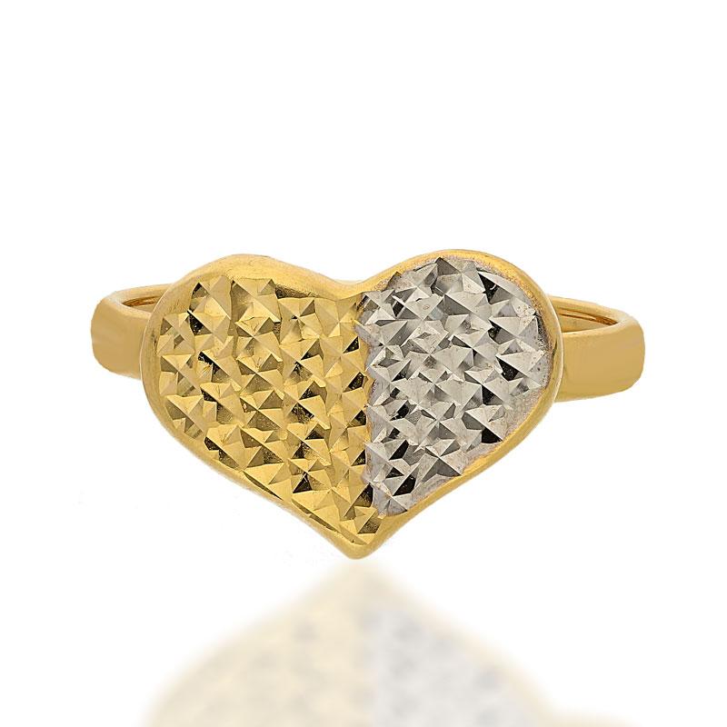 Gold Dual Tone Heart Pendant Set (Necklace, Earrings and Ring) 18KT - FKJNKLST18K2155 - Image 5