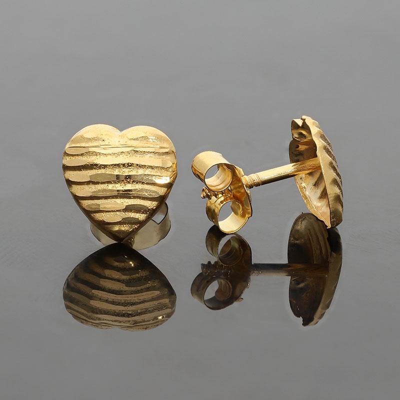 Gold Stud Heart Earrings 18KT - FKJERN1455 - Image 2