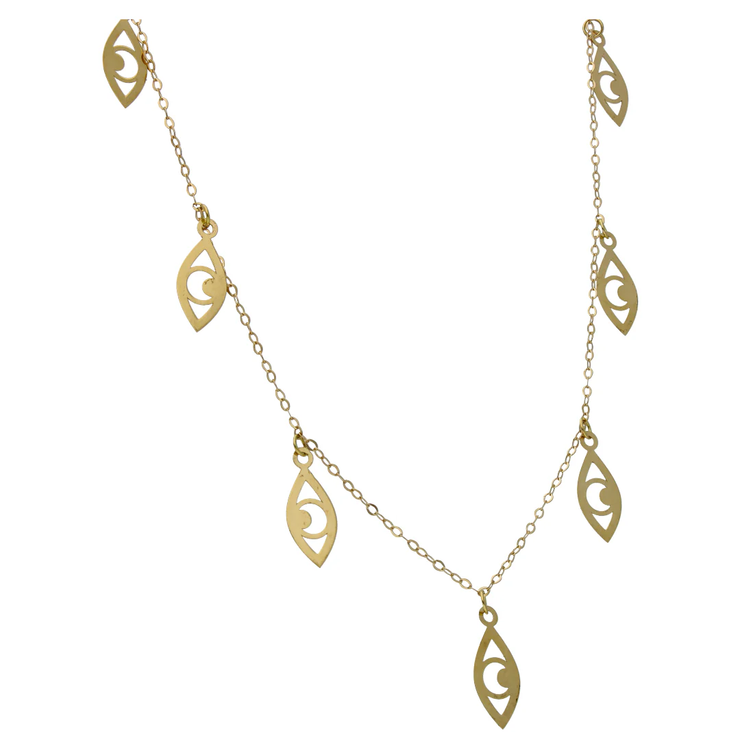 Gold Eye Shaped Charms Necklace 18KT - FKJNKL18KU6530 - Image 2
