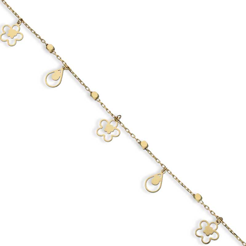Gold Flower and Pear Shaped Bracelet 18KT - FKJBRL18KU1036 - Image 2