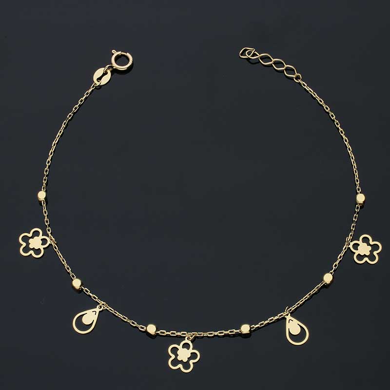Gold Flower and Pear Shaped Bracelet 18KT - FKJBRL18KU1036 - Image 3