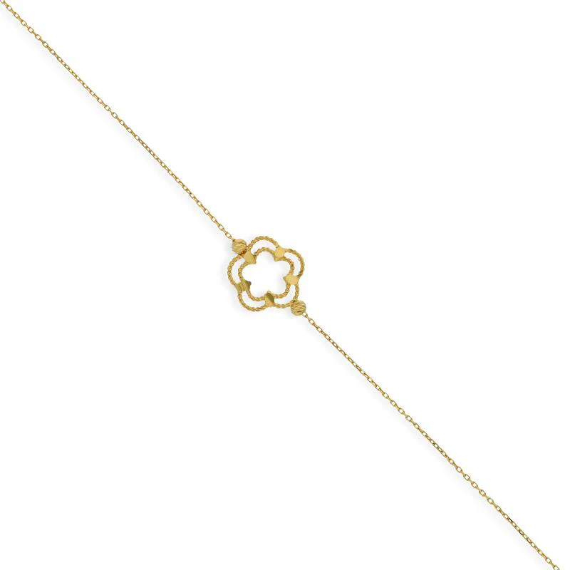 Gold Flower Shaped Bracelet 21KT - FKJBRL21K2423 - Image 2