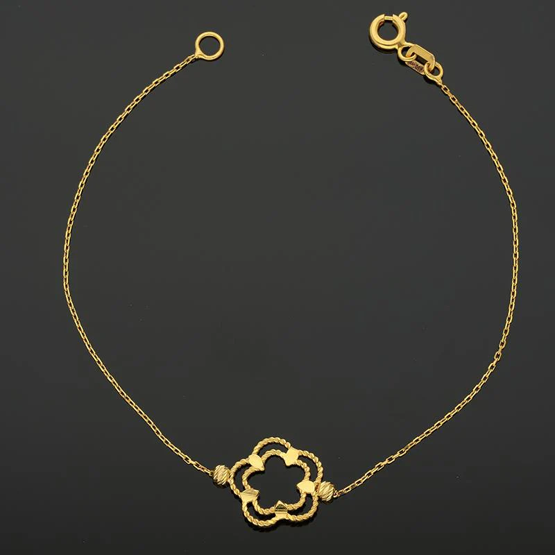 Gold Flower Shaped Bracelet 21KT - FKJBRL21K2423 - Image 3