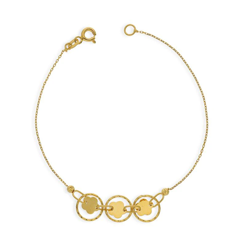 Gold Flower Shaped Bracelet 21KT - FKJBRL21K2424