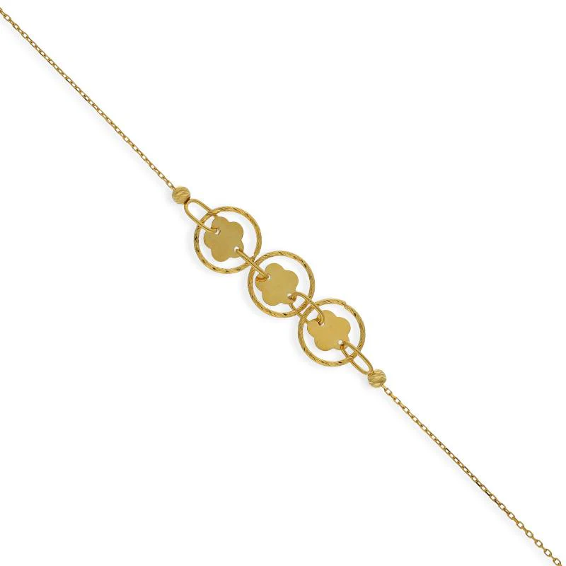 Gold Flower Shaped Bracelet 21KT - FKJBRL21K2424 - Image 2