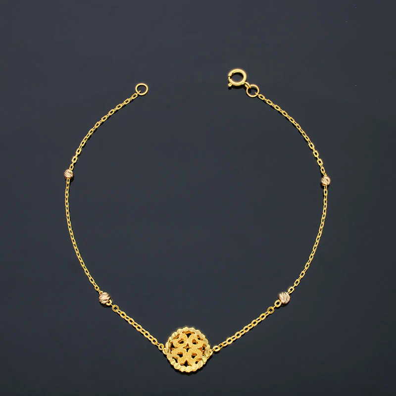Gold Flower Shaped Bracelet 21KT - FKJBRL21KU6005 - Image 3