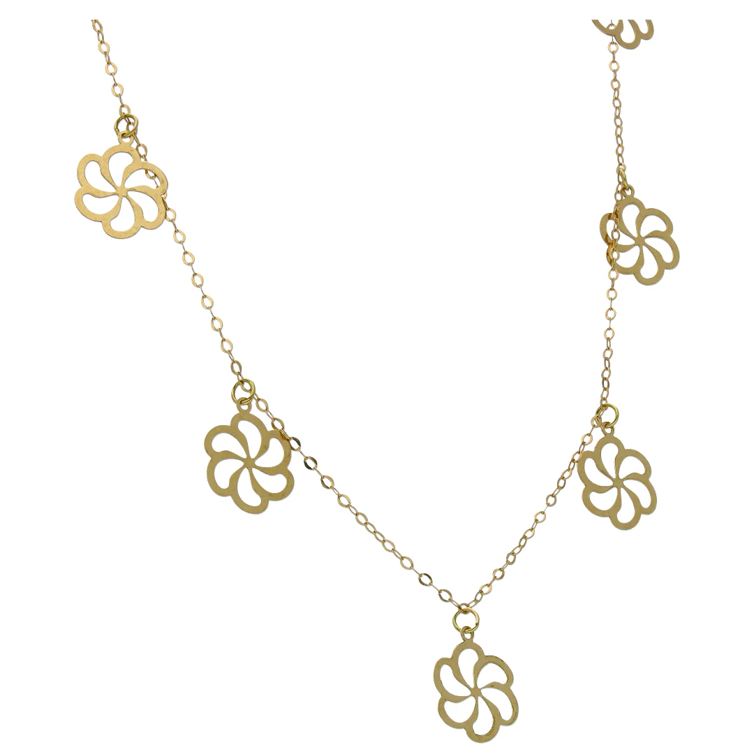Gold Flower Shaped Charms Necklace 18KT - FKJNKL18KU6529 - Image 2