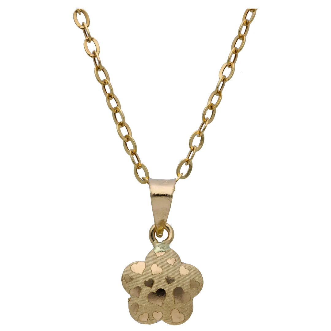 Gold Flower Shaped Pendant Set 18KT - FKJNKLST18KU6476 - Image 2