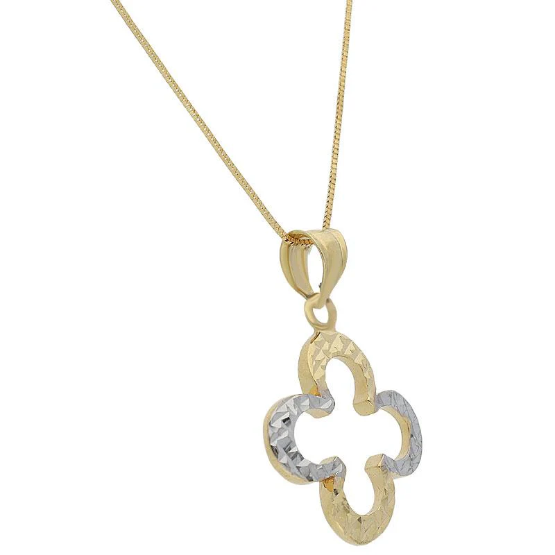 Gold Flower Shaped Pendant Set (Necklace and Earrings) 18KT - FKJNKLST18K2090 - Image 3