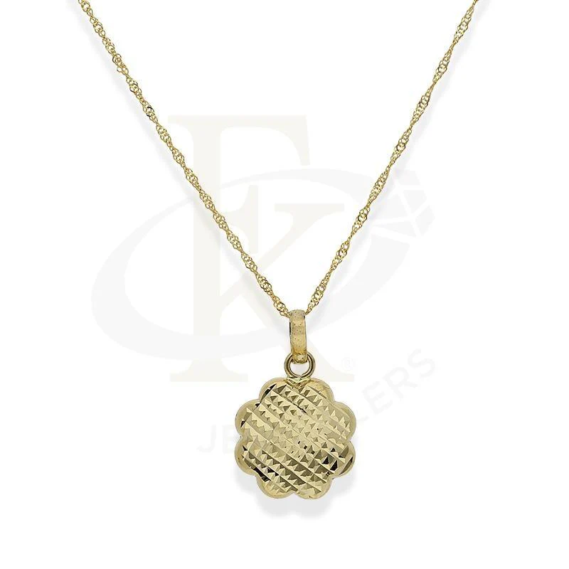 Gold Flower Shaped Pendant Set (Necklace and Earrings) 18KT - FKJNKLST18K2208 - Image 2
