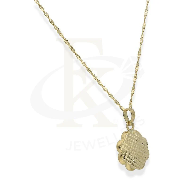 Gold Flower Shaped Pendant Set (Necklace and Earrings) 18KT - FKJNKLST18K2208 - Image 4