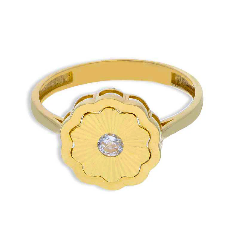 Gold Flower Shaped Ring 18KT - FKJRN18KU2083 - Image 2