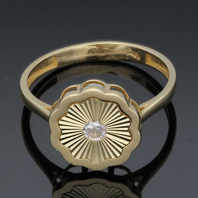 Gold Flower Shaped Ring 18KT - FKJRN18KU2083 - Image 7