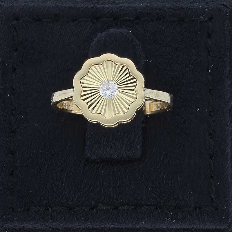 Gold Flower Shaped Ring 18KT - FKJRN18KU2083 - Image 8