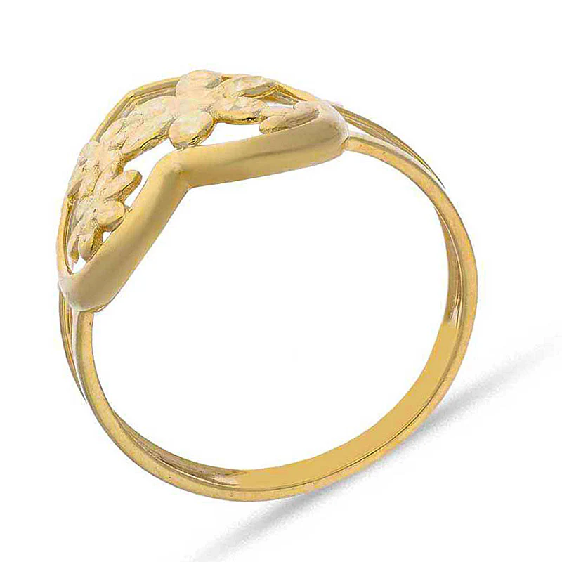 Gold Flowers In Heart Ring 18KT - FKJRN18KU2080 - Image 3