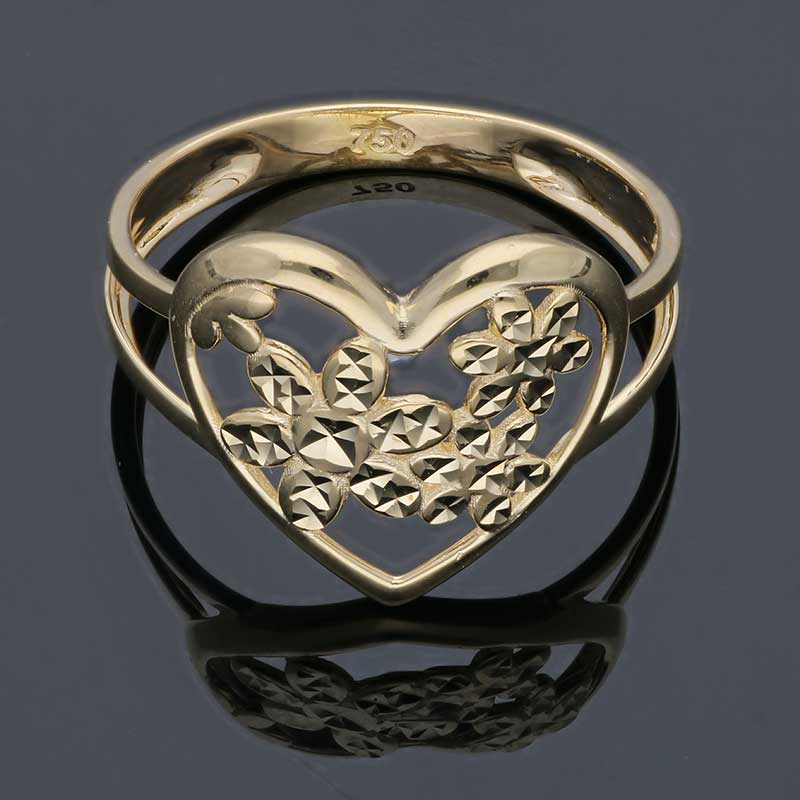 Gold Flowers In Heart Ring 18KT - FKJRN18KU2080 - Image 7