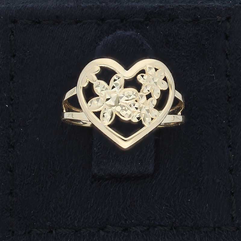 Gold Flowers In Heart Ring 18KT - FKJRN18KU2080 - Image 8