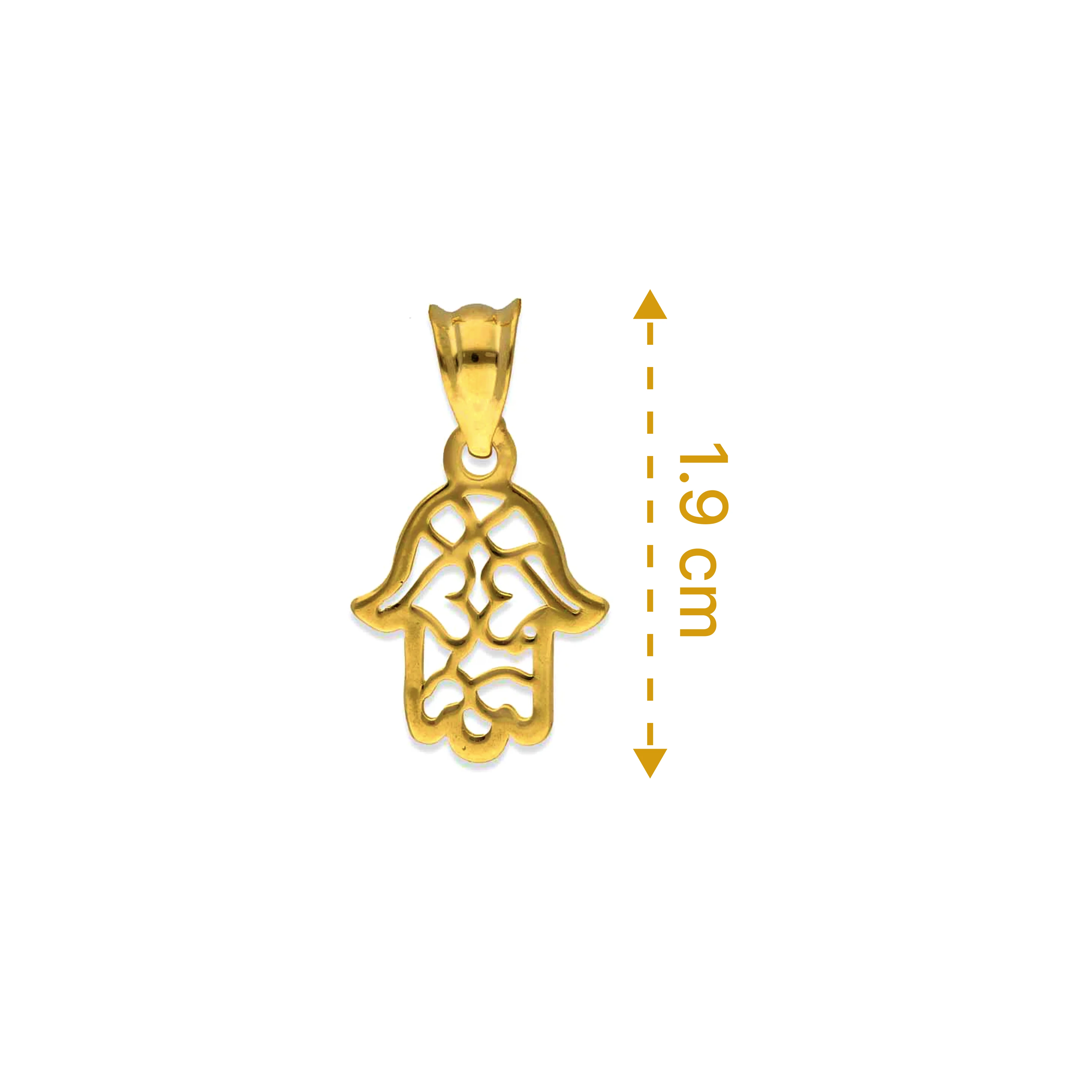 Gold Hamsa Hand Pendant 18KT - FKJPND18KU1086 - Image 2
