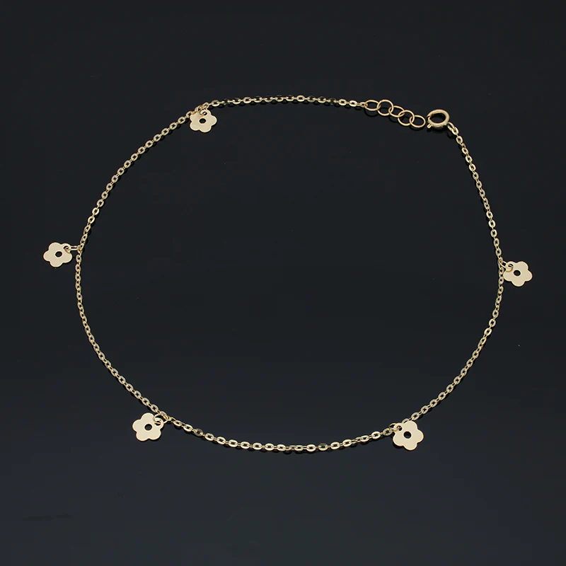 Gold Hanging Flowers Anklet 18KT - FKJANKL18KU5004 - Image 2