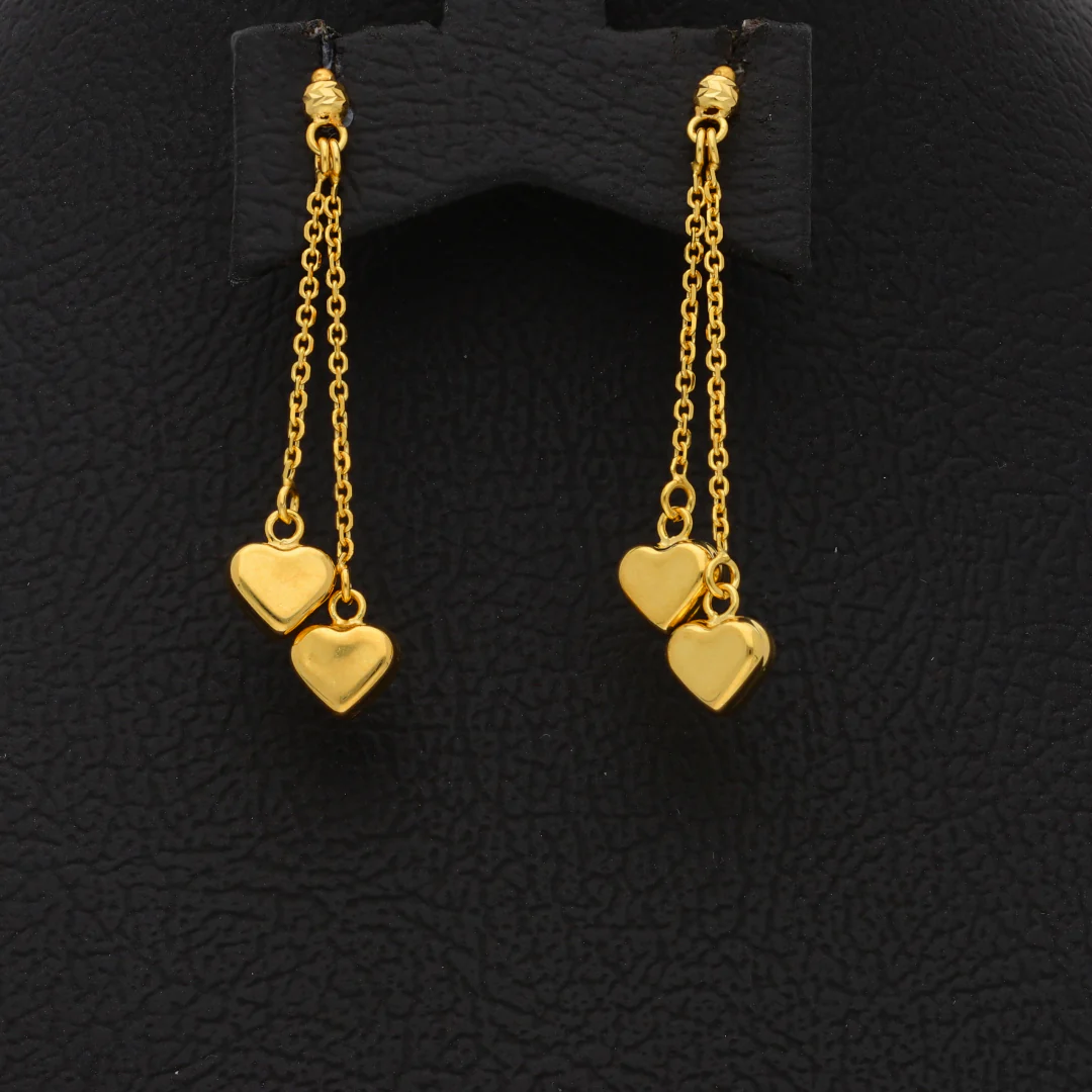 Gold Hanging Heart Earring 18KT - FKJERN18KU6437 - Image 2