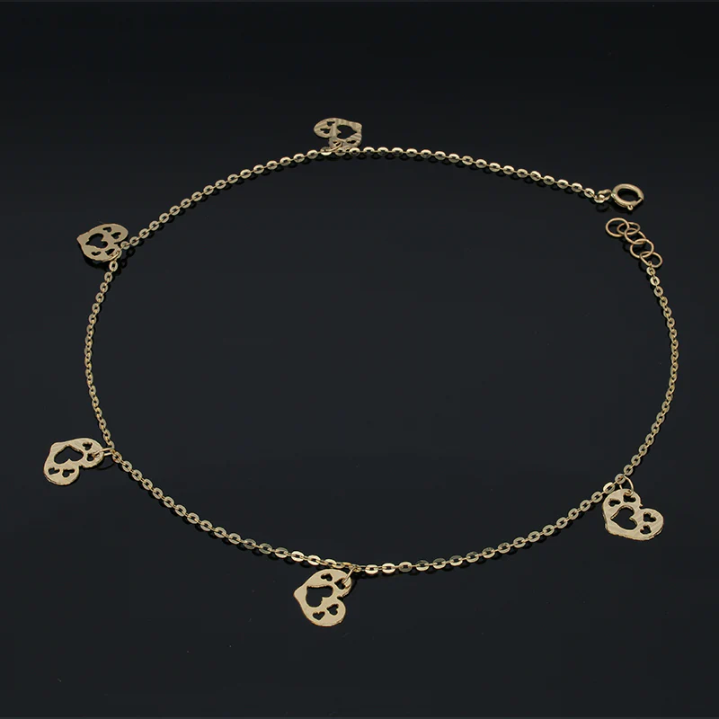 Gold Hanging Hearts Anklet 18KT - FKJANKL18KU5000 - Image 2