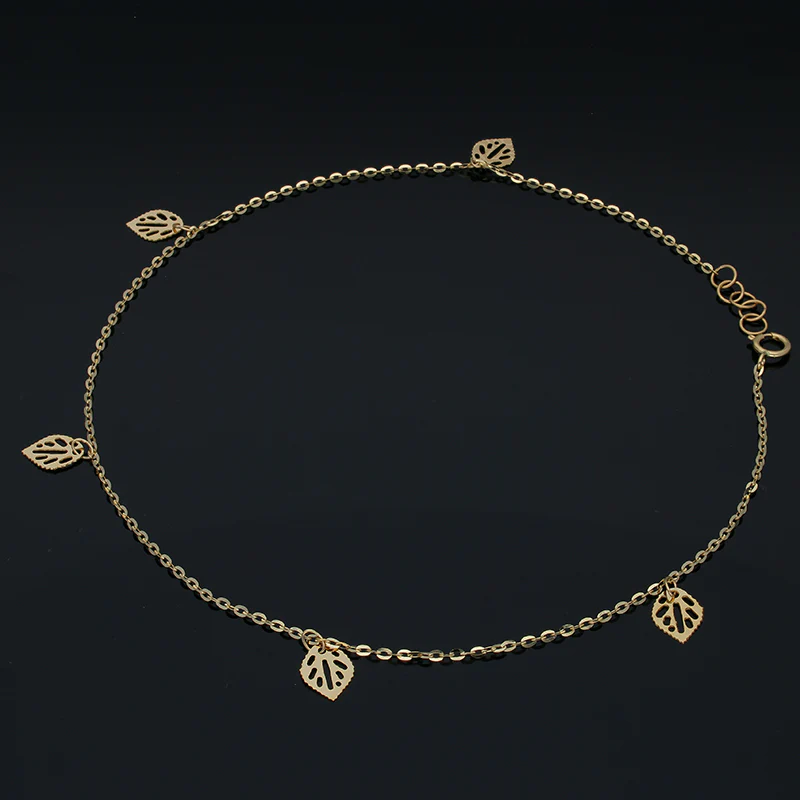 Gold Hanging Leaf Anklet 18KT - FKJANKL18KU5002 - Image 2