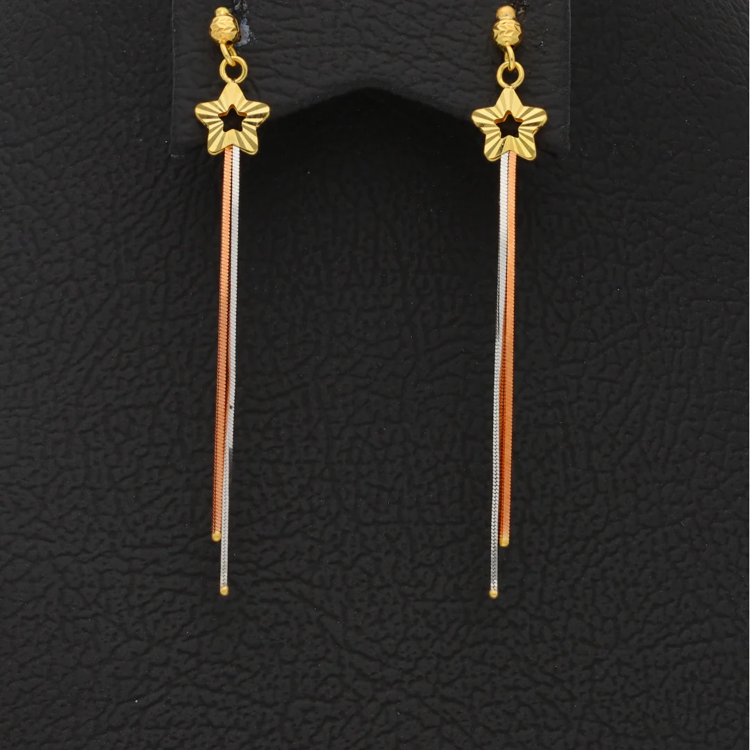 Gold Hanging Star Earring 18KT - FKJERN18KU6435 - Image 2