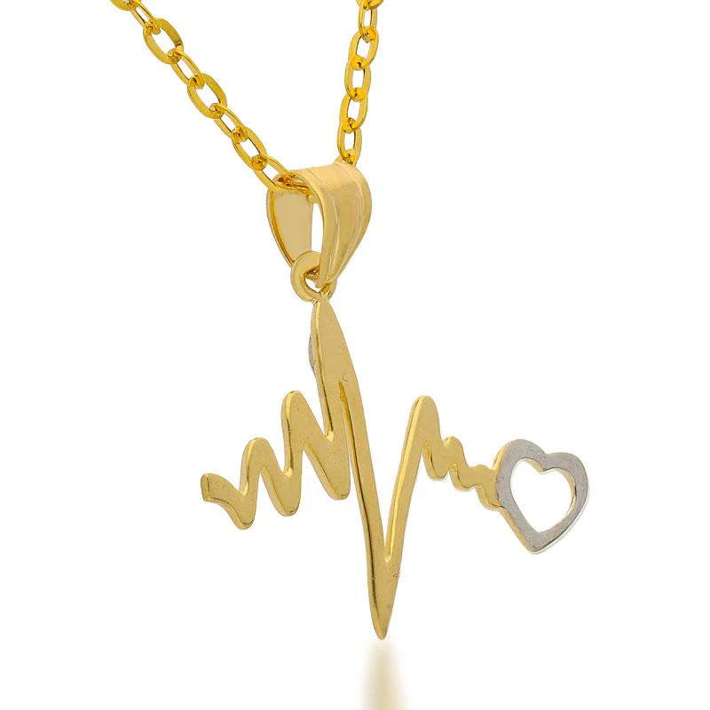 Gold Heart Beat Pendant Set (Necklace, Earrings and Ring) 18KT - FKJNKLST18K2158 - Image 3