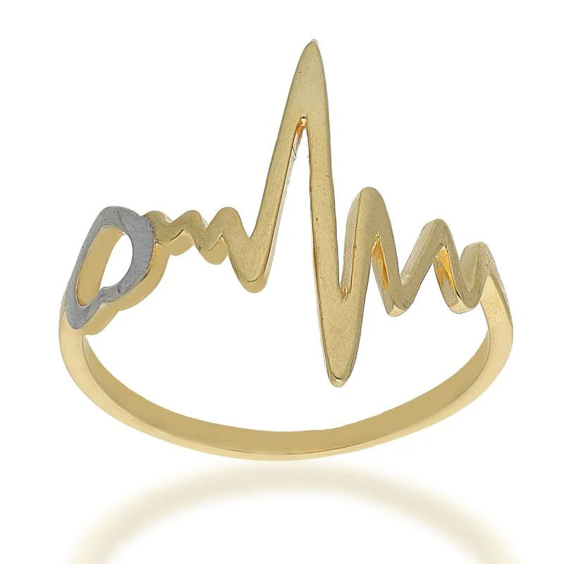 Gold Heart Beat Pendant Set (Necklace, Earrings and Ring) 18KT - FKJNKLST18K2158 - Image 6