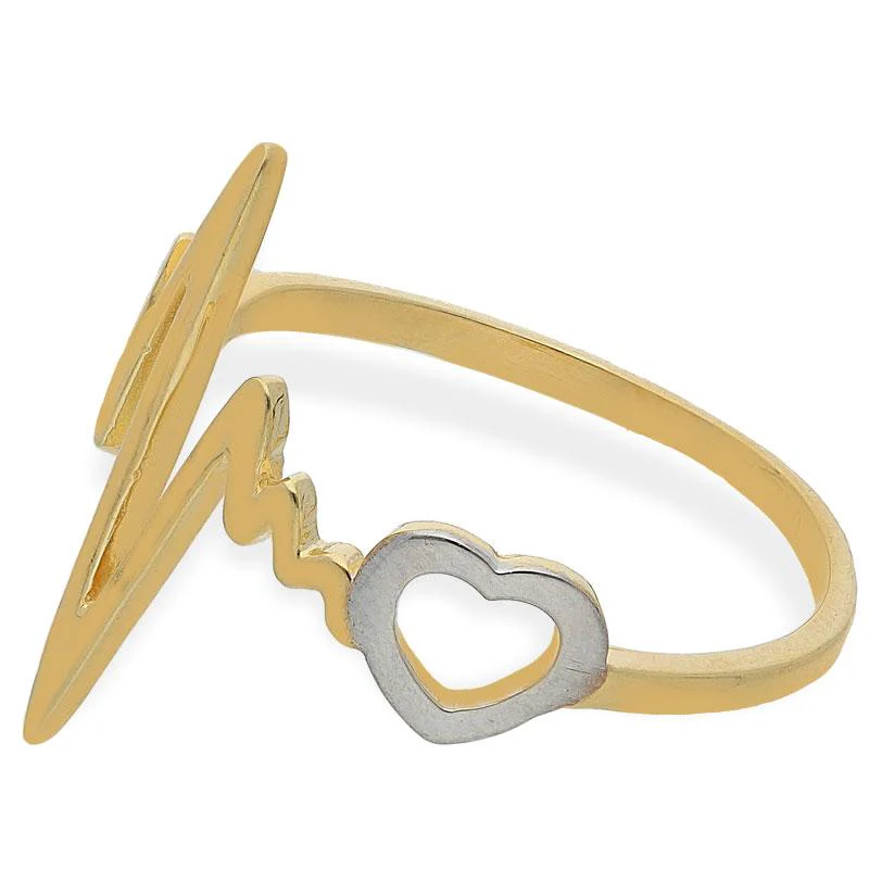 Gold Heart Beat Pendant Set (Necklace, Earrings and Ring) 18KT - FKJNKLST18K2158 - Image 7
