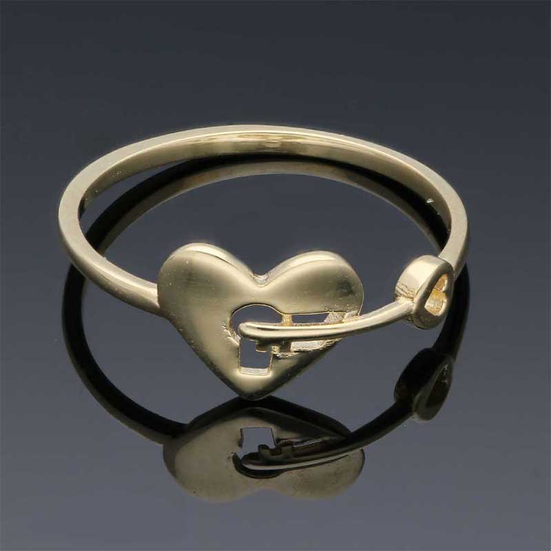 Gold Heart Lock With Key Ring 18KT - FKJRN18KU2104 - Image 7