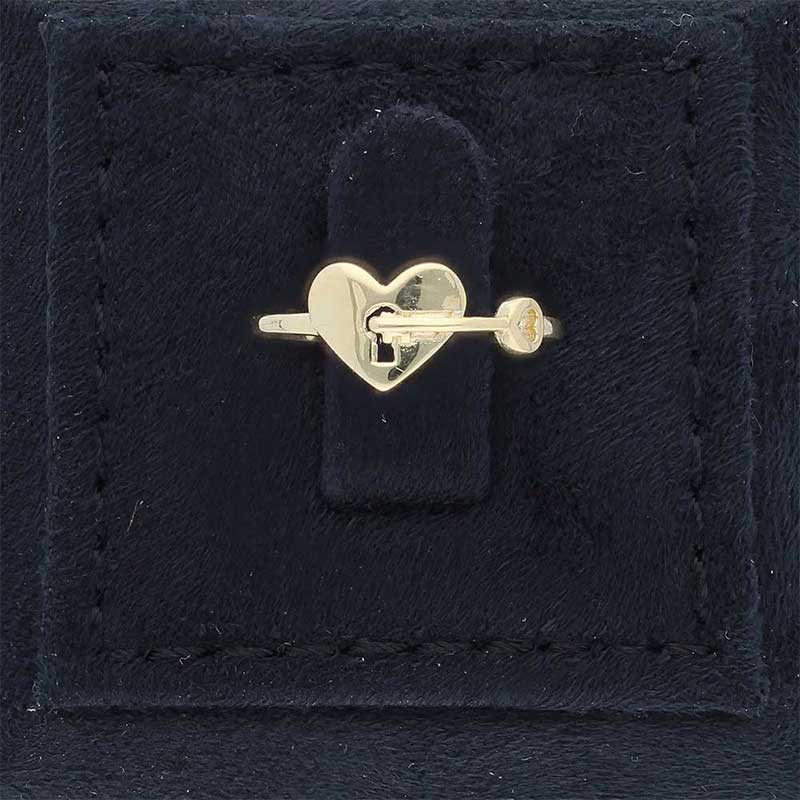 Gold Heart Lock With Key Ring 18KT - FKJRN18KU2104 - Image 8