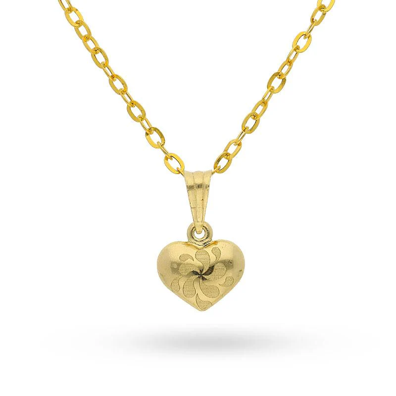 Gold Heart Pendant Set (Necklace and Earrings) 18KT - FKJNKLST18K2124 - Image 2