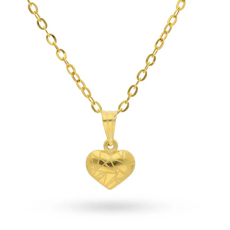 Gold Heart Pendant Set (Necklace and Earrings) 18KT - FKJNKLST18K2150 - Image 2