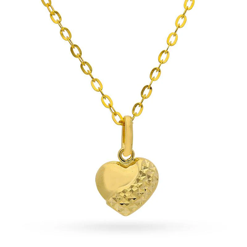 Gold Heart Pendant Set (Necklace, Earrings and Ring) 18KT - FKJNKLST18K2157 - Image 2