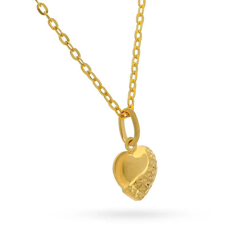 Gold Heart Pendant Set (Necklace, Earrings and Ring) 18KT - FKJNKLST18K2157 - Image 3