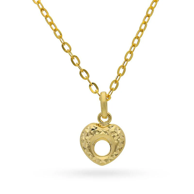 Gold Heart Pendant Set (Necklace, Earrings and Ring) 18KT - FKJNKLST18K2159 - Image 2