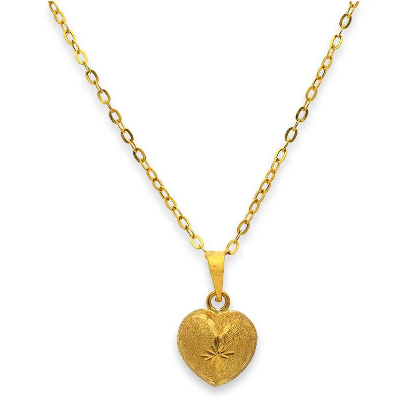Gold Heart Pendant Set (Necklace, Earrings and Ring) 18KT - FKJNKLST18K2240 - Image 2