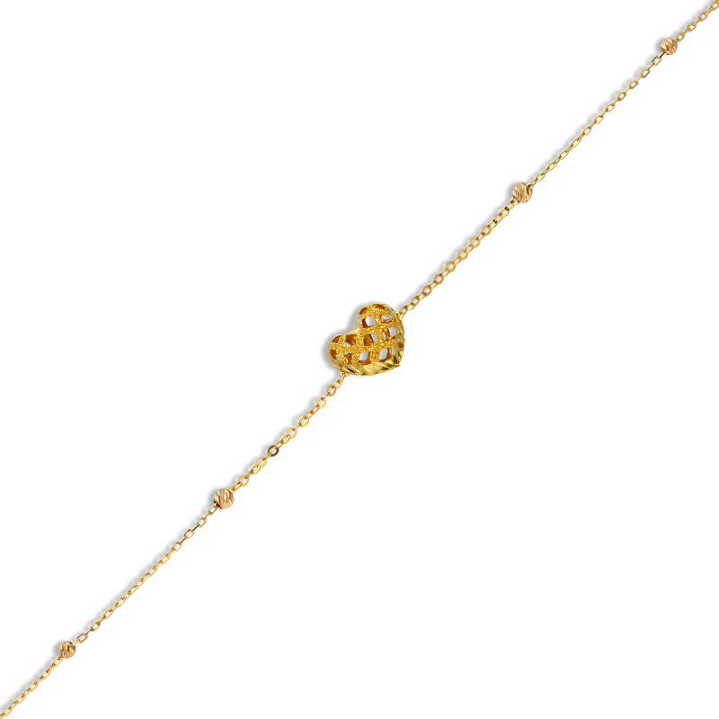 Gold Heart Shaped Bracelet 21KT - FKJBRL21KU6004 - Image 2