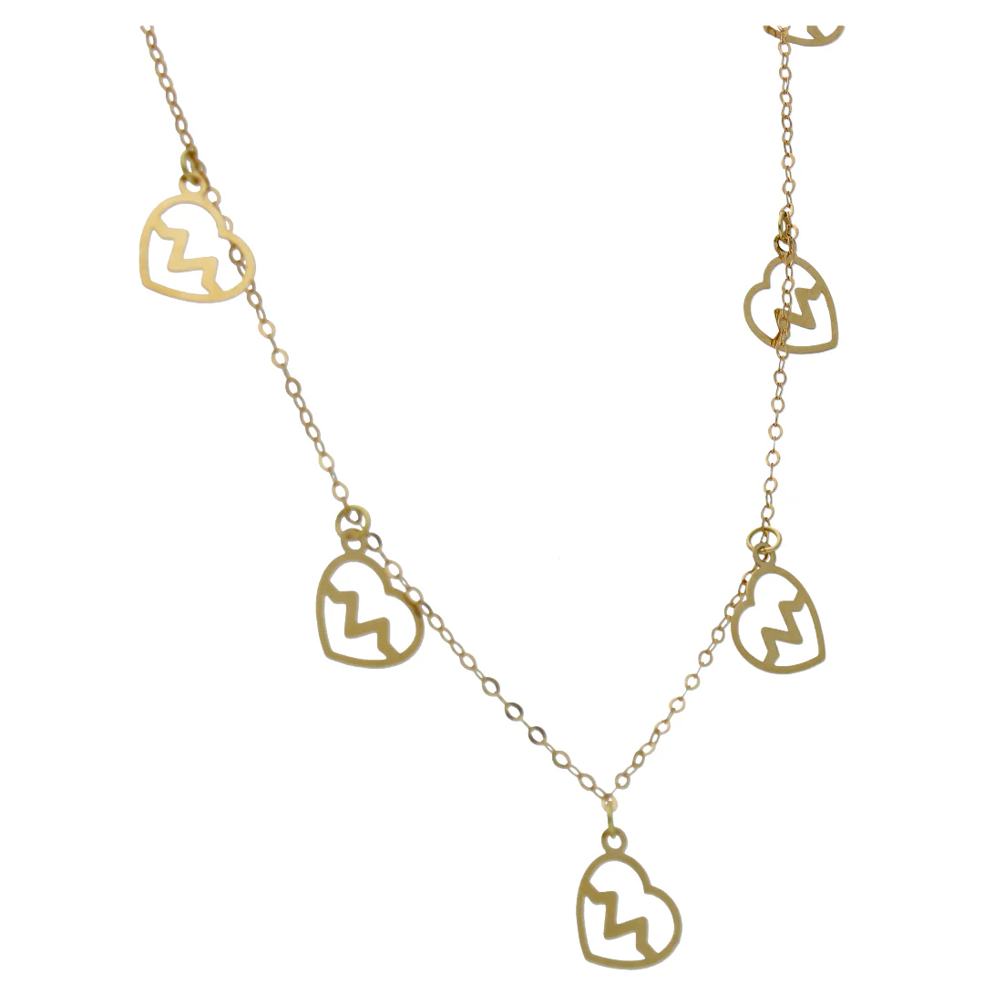 Gold Heart Shaped Charms Necklace 18KT - FKJNKL18KU6531 - Image 2