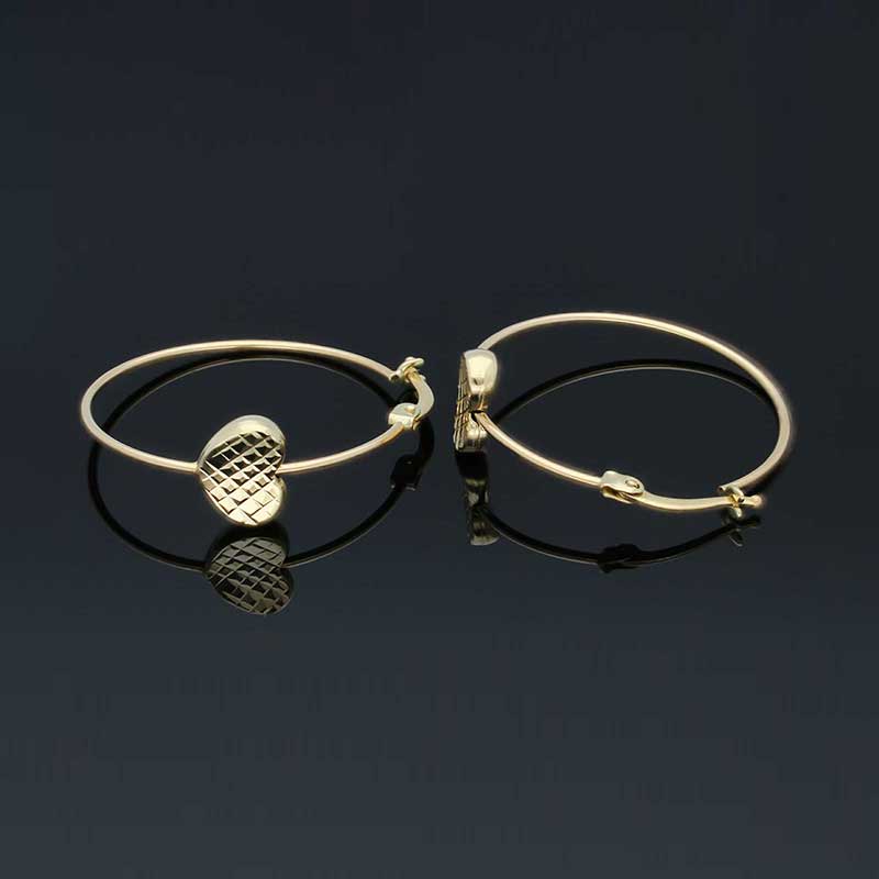 Gold Heart Shaped Clip on Hoop Earrings 18KT - FKJERN18KU3130 - Image 3