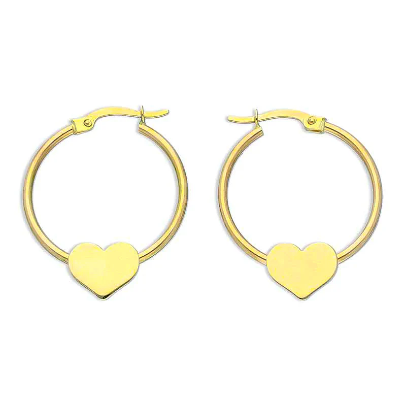 Gold Heart Shaped Clip on Hoop Earrings 18KT - FKJERN18KU3131