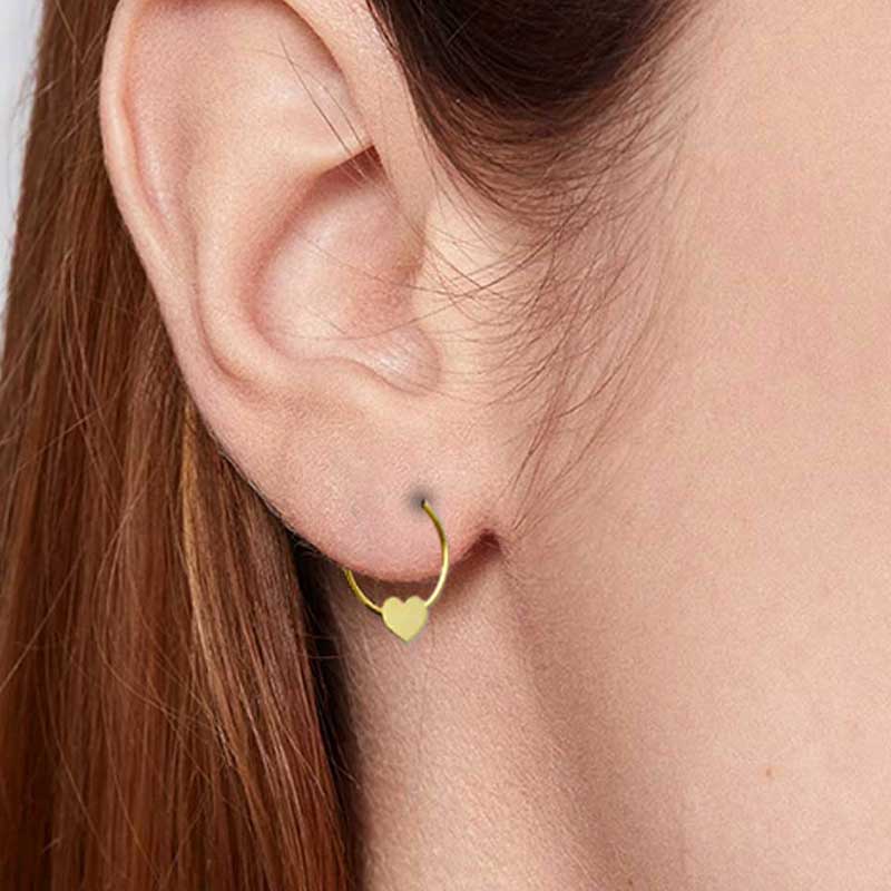 Gold Heart Shaped Clip on Hoop Earrings 18KT - FKJERN18KU3131 - Image 2