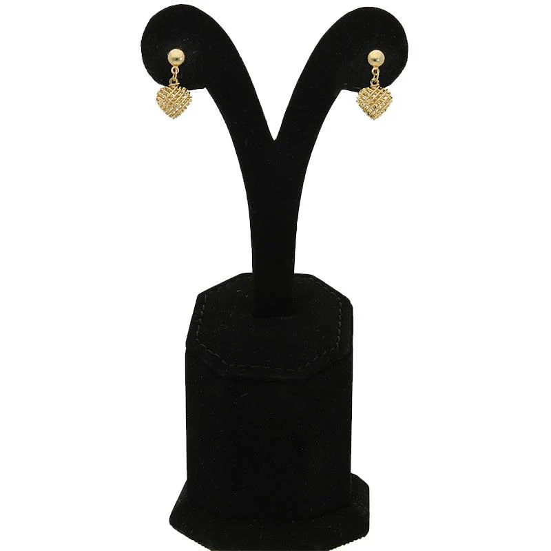 Gold Heart Shaped Drop Earrings 18KT - FKJERN18K2394 - Image 2