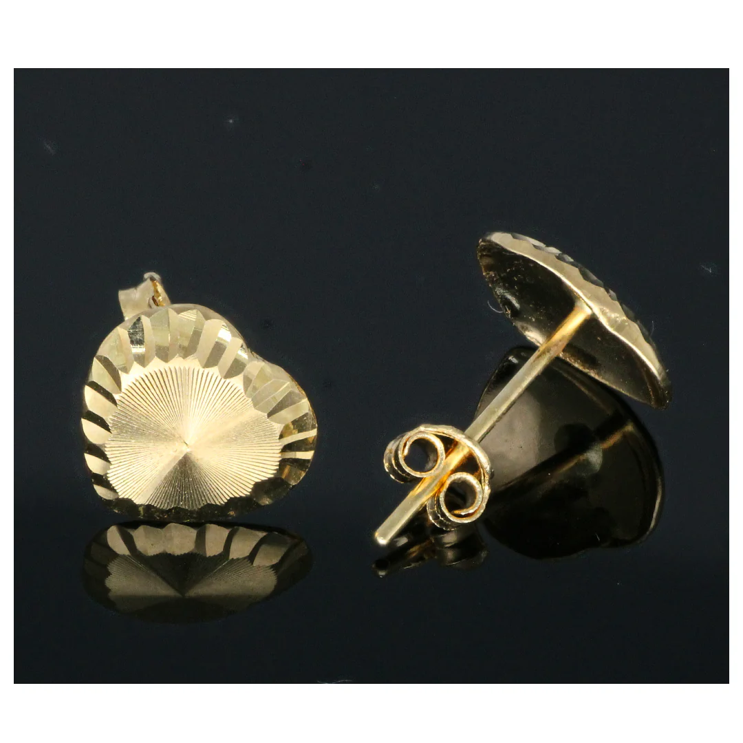 Gold Heart Shaped Earrings 18KT - FKJERN18KU6442 - Image 2