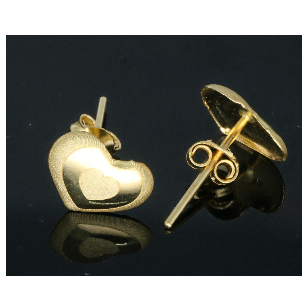 Gold Heart Shaped Earrings 18KT - FKJERN18KU6443 - Image 2